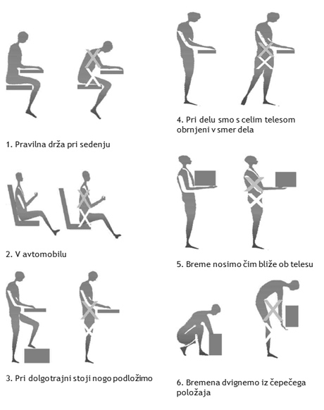 Pravilen položaj telesa pri delu in počitku